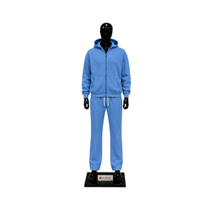 Conjunto Deportivo Personalizado Azul Cielo para Hombre, Sudadera con Cierre y Pantalones Jogger, Venta al Por Mayor de Ropa Deportiva Informal de Felpa - Product Image 1