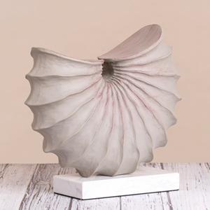 Modern Abstract Seashell Sculpture White Marble Base Sea <b>Shell</b> Statue Minimalist Nordic Home Decor - Product Image 4