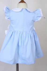 Vestido Azul Claro para Bebé Niña con Cuello Peter Pan y Lazos Laterales, Vestido Clásico de Boutique para Bebés y Niñas Pequeñas - Product Image 4