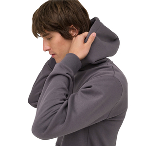 Sudadera con capucha gris sólida para hombre, informal, de manga larga, con bolsillo canguro y cordón ajustable - Product Image 6
