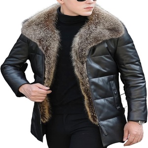 Nuevo estilo de invierno cálido grueso piel de oveja piel de cordero Chaqueta larga de cuero de oveja hombres con diseño de piel - Product Image 2