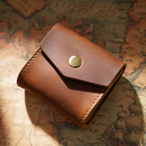 <b>Mini</b> Leather Coin <b>Pouch</b> Snap Closure Compact Change Holder Unisex Black leather coin <b>pouch</b> Genuine leather card holder - Product Image 6