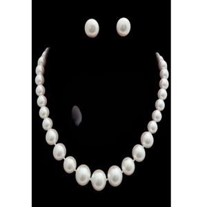 Conjunto de Collar y Aretes de Perlas de Imitación de Alta Calidad, Grado AA, Color Blanco, Estilo Clásico para Mujeres y Niñas, Bodas y Compromisos - Product Image 2
