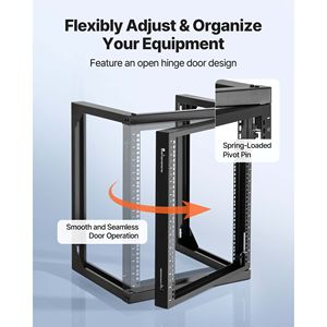 ตู้แร็คเซิร์ฟเวอร์แบบติดผนัง 12U โครงเปิด รับน้ำหนักได้สูงสุด 150 ปอนด์ ประตูเปิดได้ 180 องศา ผลิตจากเหล็กกล้าคาร์บอน สำหรับเครือข่าย - Product Image 2