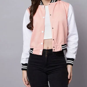 Premium Women's Varsity Jacket Contrast Sleeve Letterman Jacket Wool Blend Custom Private Label OEM ODM Fashion Wear - Product Image 6