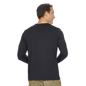 Camisetas de verano para hombre de alta calidad, color negro, cuello en V, tejido de punto, personalizadas, suaves, de color sólido, manga larga. - Product Image 2