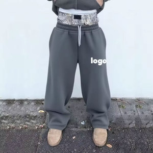 Wholesale Custom Double Waist Sweatpants Custom Men Double Layer Baggy Sweatpants <b>Oversized</b> Streetwear <b>Joggers</b> Men Vintage Style - Product Image 1
