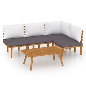 Ensemble de salon de jardin gris foncé et blanc - Product Image 2