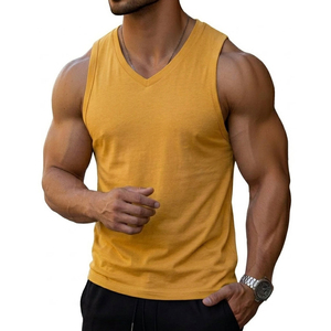 Wholesale Men's V-Neck Slim Fit Muscle Tee Sleeveless Gym Tank <b>Top</b> Customizable Vest Athletic Casual Streetwear Tank <b>Top</b> For Men - Product Image 3