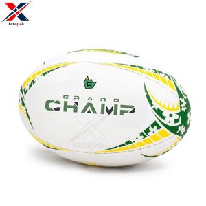 Balón de Rugby Grand Champ Talla 5, Impresión Serigrafiada, Balón Deportivo Resistente, Diseño Blanco y Verde - Product Image 2