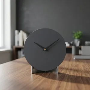 Horloge de bureau classique vintage rétro antique traditionnelle élégante de luxe intemporelle Art Déco en métal avec mouvement à quartz et fonction snooze - Product Image 3