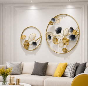 Escultura Metálica de Pared Daystar Trade, Diseño Floral Rectangular en Dorado y Negro, Decoración Moderna para Sala de Estar, Aniversario, 2 Piezas - Product Image 2