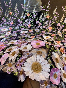 Tela de Bordado Premium con Textura de Malta, Tela de Poliéster Suave con Malla de Georgette y Encaje, Estampado Floral, Tela de Diseño para Vestidos de Novia - Product Image 5