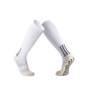 <b>White</b> Compression Knee High Soccer <b>Socks</b> Anti-Slip <b>Grip</b> Quick Dry for Adults Summer Sports Knitted Spandex Cotton Standard - Product Image 1