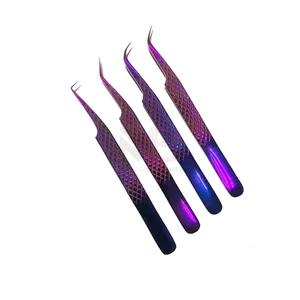 Pince à cils Plasma Purple, vente en gros, testée à la main, haute qualité, acier inoxydable japonais, poignée diamantée, pince à cils pour extensions - Product Image 2