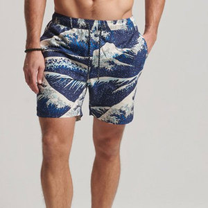 <b>Men's</b> Quick Dry Board Shorts With Wave Print Mid Waist Drawstring Casual Swim <b>Trunks</b> Premium <b>Mens</b> Travel Shorts Quick Dry - Product Image 1