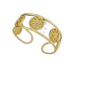Brazalete de estrella redonda punteada de diseñador hecho a mano chapado en oro, piedra preciosa Natural, brazalete de latón de moda hecho a mano chapado en oro, joyería - Product Image 1
