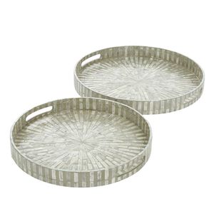 Decorative Display Mother Of Pearl Tray With Smooth Polished Finish Mother Of Pearl Serving Tray With <b>Handles</b> For Easy Carry - Product Image 6