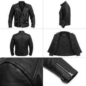 Chaqueta de Motociclista de Lujo para Hombre, Tejida en PU, con Cuello Alto, Impermeable, Estilo Casual Urbano - Product Image 2