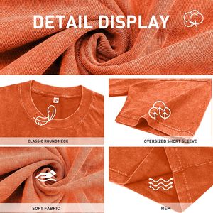 T-shirt en coton personnalisé pour homme, manches courtes, col rond, uni, décontracté, doux, respirant, tricoté, délavé à l'acide, séchage rapide, écologique - Product Image 5