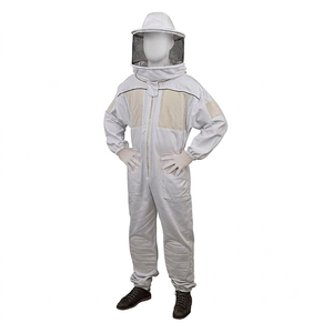 Custom White Beekeeper Work Coverall Protective Cotton <b>Bee</b> <b>Suit</b> with Fencing Veil Breathable Beekeeping Romper - Product Image 3