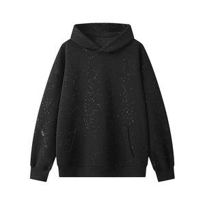 Winter Custom Printed Unisex French Terry Boxy Rhinestone Hoodie with Digital Printing Plain Dyed Eco-Friendly High Quality - Product Image 1