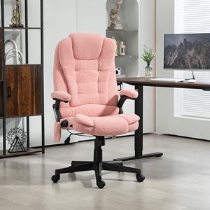 Sedia da Ufficio Direzionale Tradizionale con Schienale Alto in Velluto Rosa, Massaggio Vibrante e Altezza Regolabile (PU) - Product Image 2