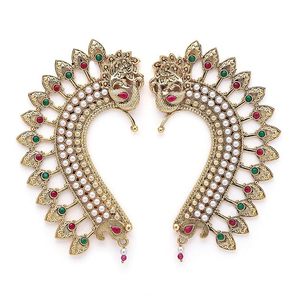 Pendientes de Lujo con Baño de Oro y Certificación Kundan, Estilo Jhumka, para Mujer, Joyería Nupcial India, con Perlas de Pavo Real, Estilo Étnico - Product Image 5