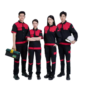 Nouvel ensemble de vêtements de travail unisexe en coton noir et rouge, respirant, confortable, haute visibilité et sécurité, fabriqué au Vietnam - Product Image 3