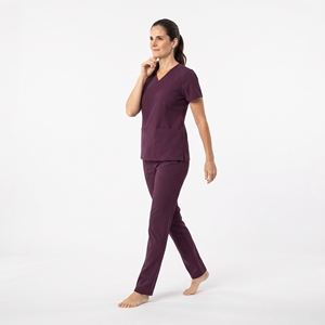 Wholesale Women's V Neck Short Sleeve Scrub Set <b>Purple</b> Medical Hospital Uniform Top And Pants Healthcare Workwear - Product Image 3
