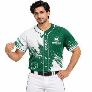 Maillot de baseball personnalisé col en V unisexe à manches courtes avec boutons, en tissu mesh respirant et léger anti-humidité pour le sport - Product Image 2