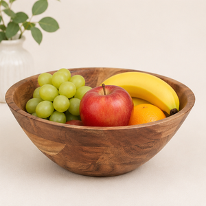 Bol à salade en bois d'acacia artisanal et écologique, pour fruits et légumes, vaisselle de cuisine à prix avantageux - Product Image 4