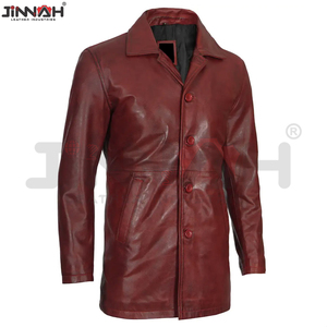 Abrigo de Cuero de Lujo, Chaqueta Casual de Moda para Hombre, Diseño a Cuadros Personalizado de Alta Calidad, Abrigo Largo de Piel de Oveja - Product Image 5