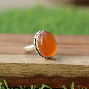 Carnelian Gemstone Midi <b>Ring</b> 925 Sterling Silver <b>Dainty</b> Carnelian <b>Ring</b> Christmas Valentine Anniversary Gift <b>Ring</b> For Her - Product Image 3