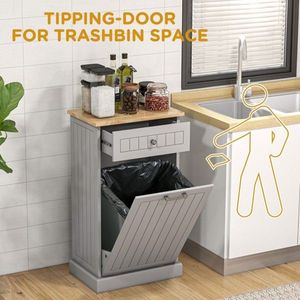 Porta Pattumiera Riciclo Autoportante con Cassetto, Contenitore Ribaltabile per Rifiuti da Cucina, Grigio, per Mobili da Cucina - Product Image 1
