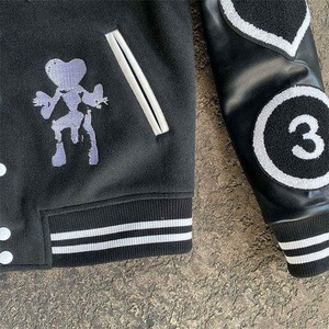Wool Body Genuine Leather Sleeves Stand Front Waterproof Winter Wear <b>Smart</b> Stylish College Baseball <b>jacket</b> for men - Product Image 4