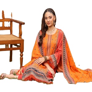 Hermoso traje de lino de 3 piezas de Salwar Kameez paquistaní, ropa de uso diario lista para mujeres, ropa de fiesta, diseños impresionantes Dr Haris Vol - Product Image 1