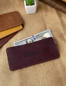 Portefeuille Chic en Cuir Lisse, Pochette Longue de Voyage, Pochette à Monnaie Élégante, Porte-Cartes Minimaliste pour Billets - Product Image 5