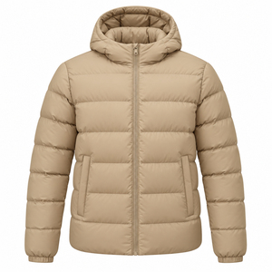 Water-Resistant Winter Jacket Solid Color Polyester Cotton Quilted Coat With <b>Fleece</b> Padded <b>Men</b> Puffer Jacket <b>Men's</b> <b>Black</b> Stand - Product Image 4