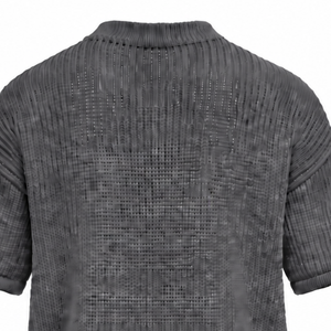 Camiseta de punto gris carbón para hombre, manga corta, cuello redondo, texturizada, informal, personalizada, estilo urbano, moda de verano, venta al por mayor - Product Image 5