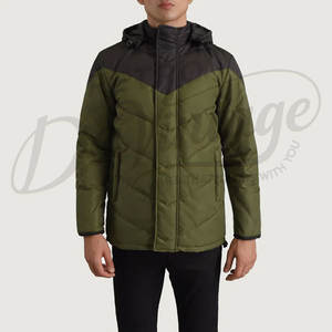 Chaqueta de invierno para hombre de dos tonos, con capucha, estilo parka, informal, cálida, acolchada, cortavientos, para uso en exteriores. - Product Image 2