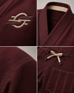 Kimono de BJJ Color Granate, Uniforme 100% Algodón para Judo y Karate, Unisex para Adultos, Duradero, Transpirable, 160 Gramos, Logotipo Frontal Ajustado - Product Image 5