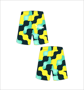 Shorts de basketball personnalisés jaune turquoise gris foncé à motif géométrique, respirants en maille, pour l'entraînement sportif, streetwear d'été, vêtements de sport - Product Image 1