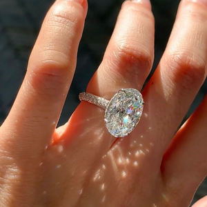 Anillo de Diamante Cultivado en Laboratorio, Corte Ovalado, Color D, Certificado IGI, de Lujo, para Mujer, para Boda, Compromiso, Uso Diario, Joyería Fina - Product Image 3