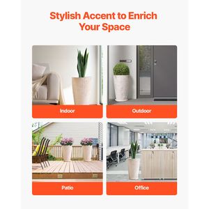 Ensemble de 2 jardinières hautes pour l'extérieur, 21 pouces de hauteur, finition en pierre émaillée, grands pots à plantes en PP pour la véranda, le patio, pour l'affichage de fleurs et d'arbres - Product Image 5
