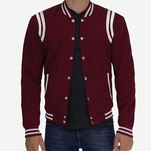Customize Men's Slim Fit Varsity Jacket Waterproof Breathable Polyester Shell Custom Embroidery <b>Covered</b> <b>Buttons</b> Casual Winter - Product Image 5