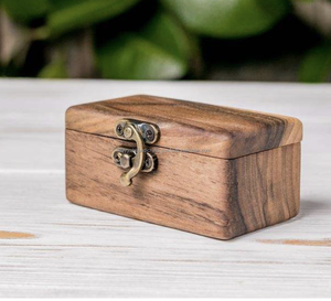 Boîte de rangement pour bijoux miniature, forme ronde, en bois, vide, pour mariage, en provenance d'Inde, en promotion. - Product Image 5