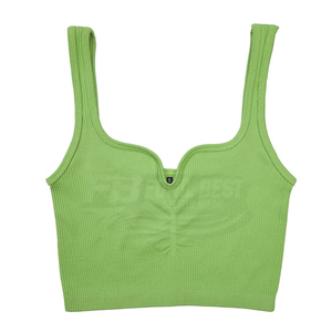<b>Ladies</b> Seamless Crew Neck Full Sleeve <b>Tank</b> <b>Top</b> Cropped Stylish Breathable Spandex/Nylon Fabric Casual Short Length Front Logo - Product Image 2