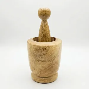 Ensemble mortier et pilon en bois de manguier artisanal de qualité supérieure - Bol à épices durable, mortier et pilon en bois pour la cuisine au meilleur prix - Product Image 1