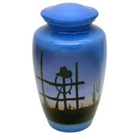 Urne funéraire bleue avec motif ancre, taille adulte, finition personnalisable, récipient pour cendres commémoratives, urnes et pots décoratifs pour la maison
